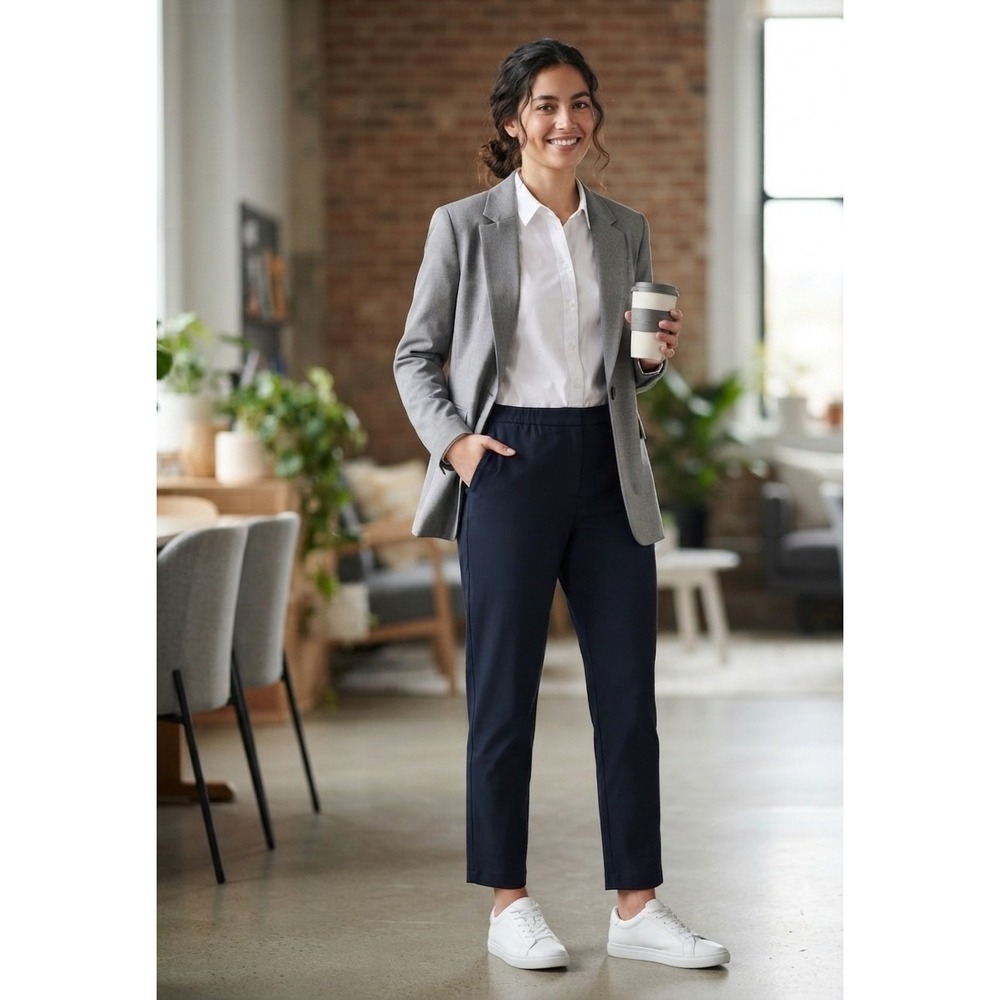 Banana Republic Airstretch Tapered Ankle Pants Navy Blue Small Elastic Waist